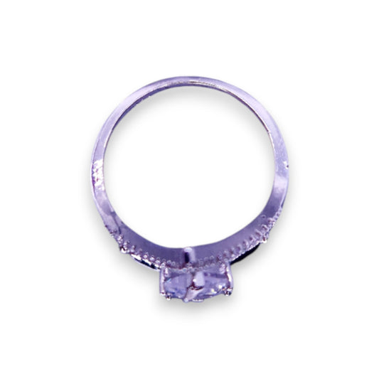 Sterling Silver Clear Stones Modern Ring
