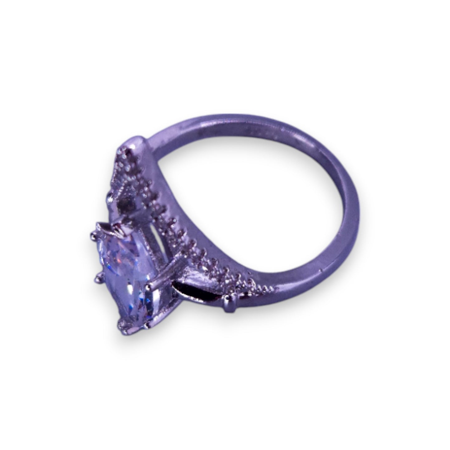 Sterling Silver Clear Stones Modern Ring