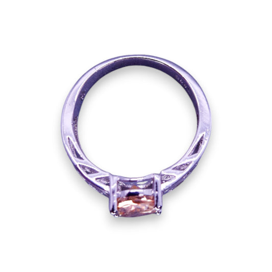 Sterling Silver Peach Cubic Zirconia Classic Ring
