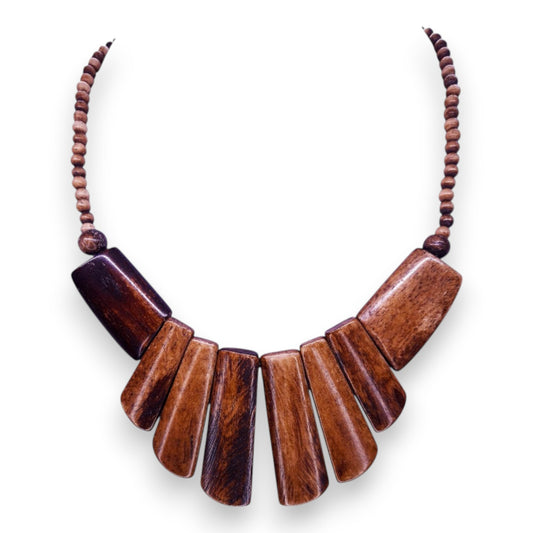 Wood Token Bohemian Necklace