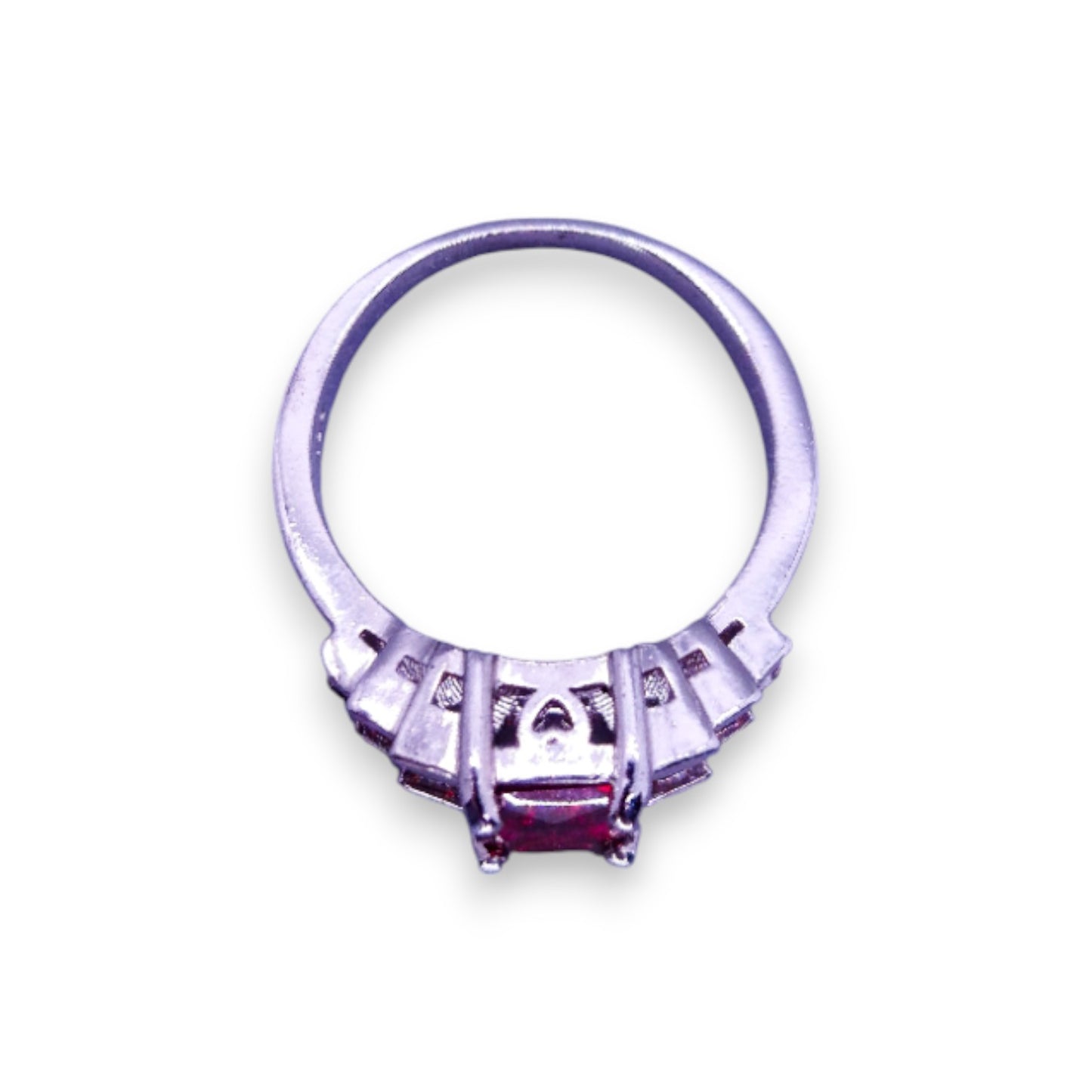Sterling Silver Red Cubic Zirconia Modern Ring