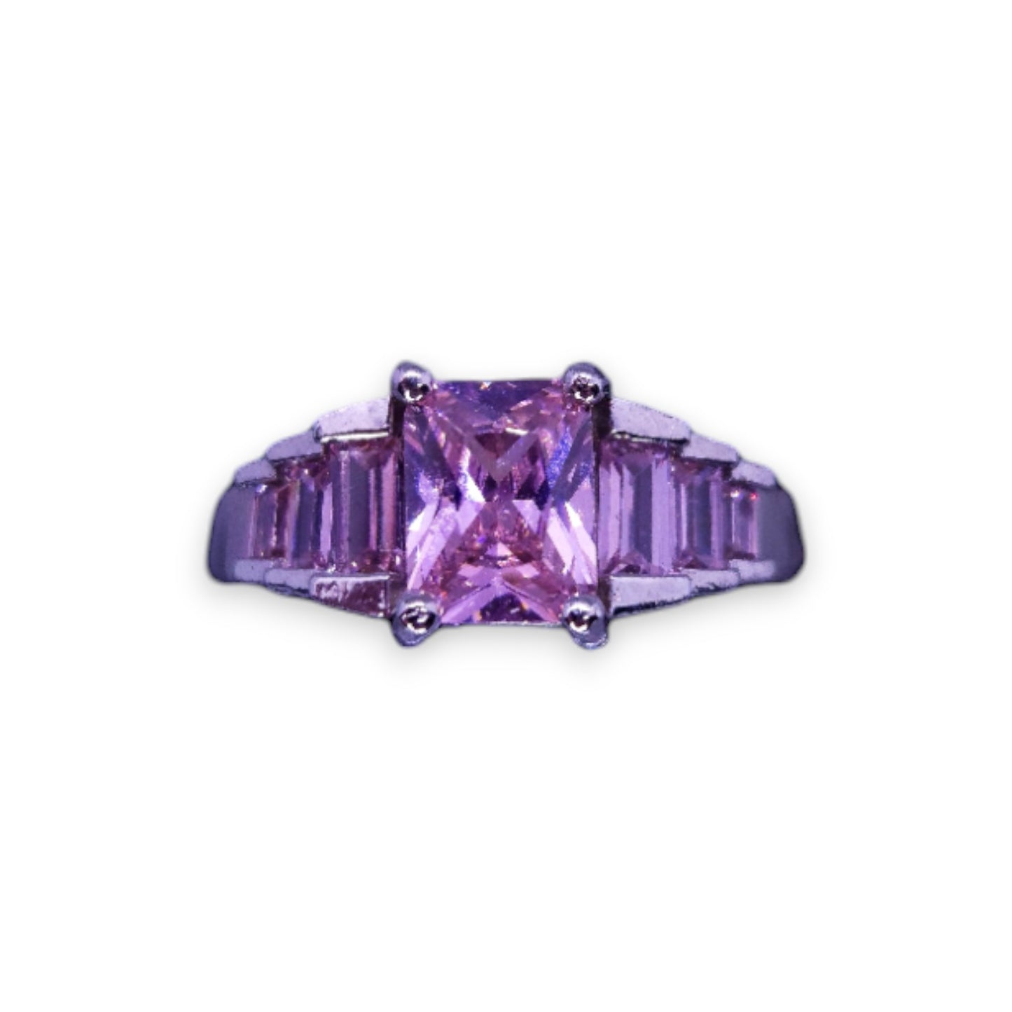 Sterling Silver Pink Cubic Zirconia Modern Ring