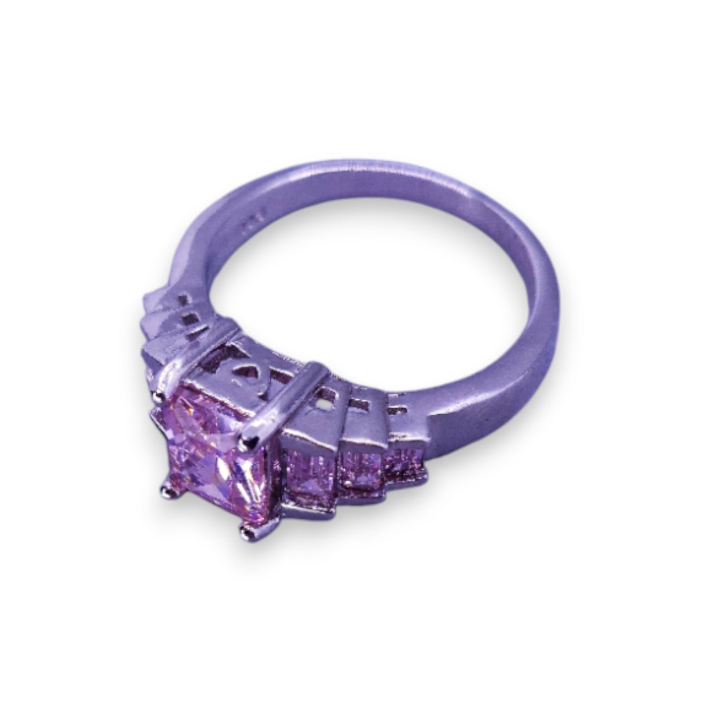 Sterling Silver Pink Cubic Zirconia Modern Ring