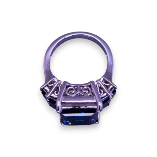 Sterling Silver Blue Cubic Zirconia Modern Ring