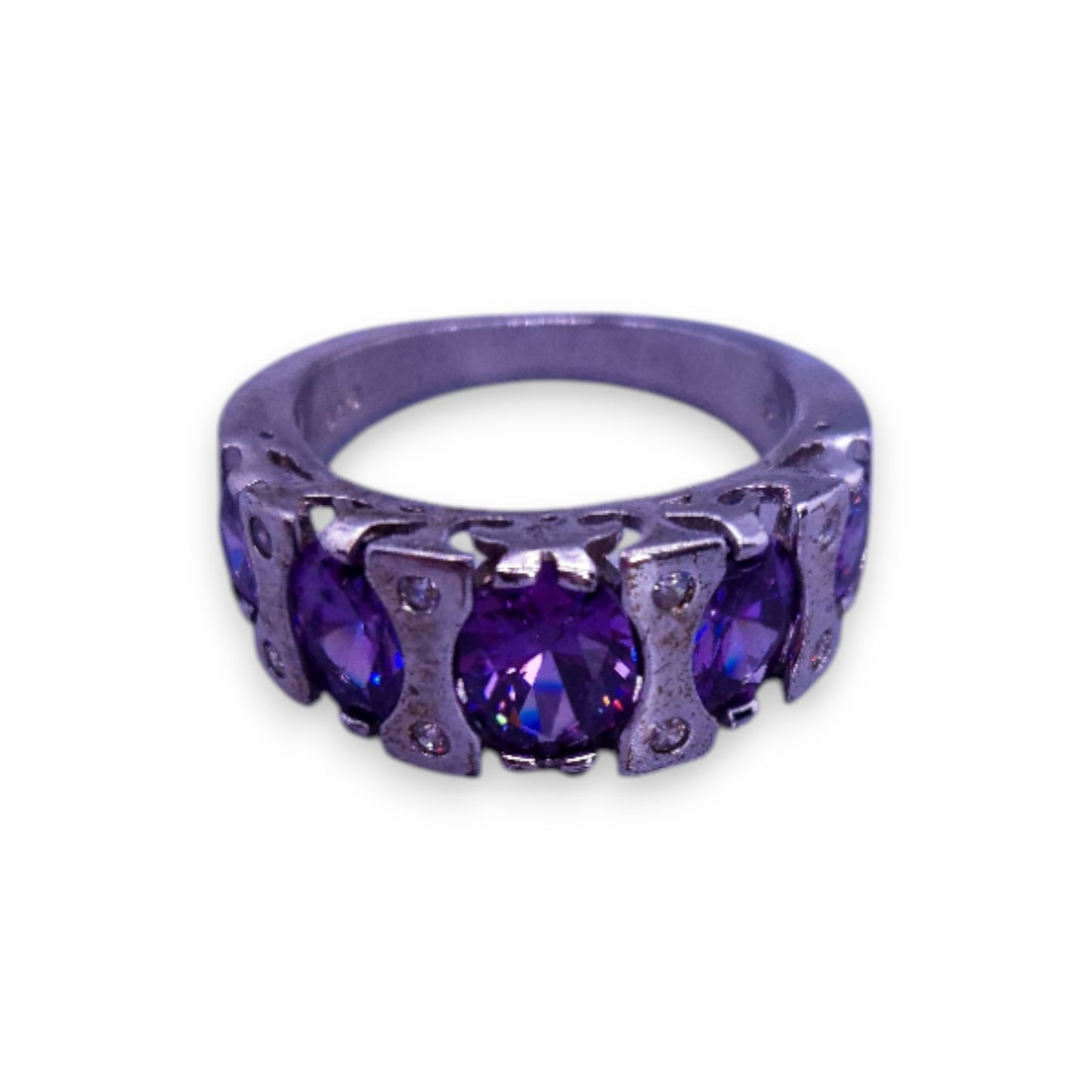 Sterling Silver Purple Cubic Zirconia Modern Ring