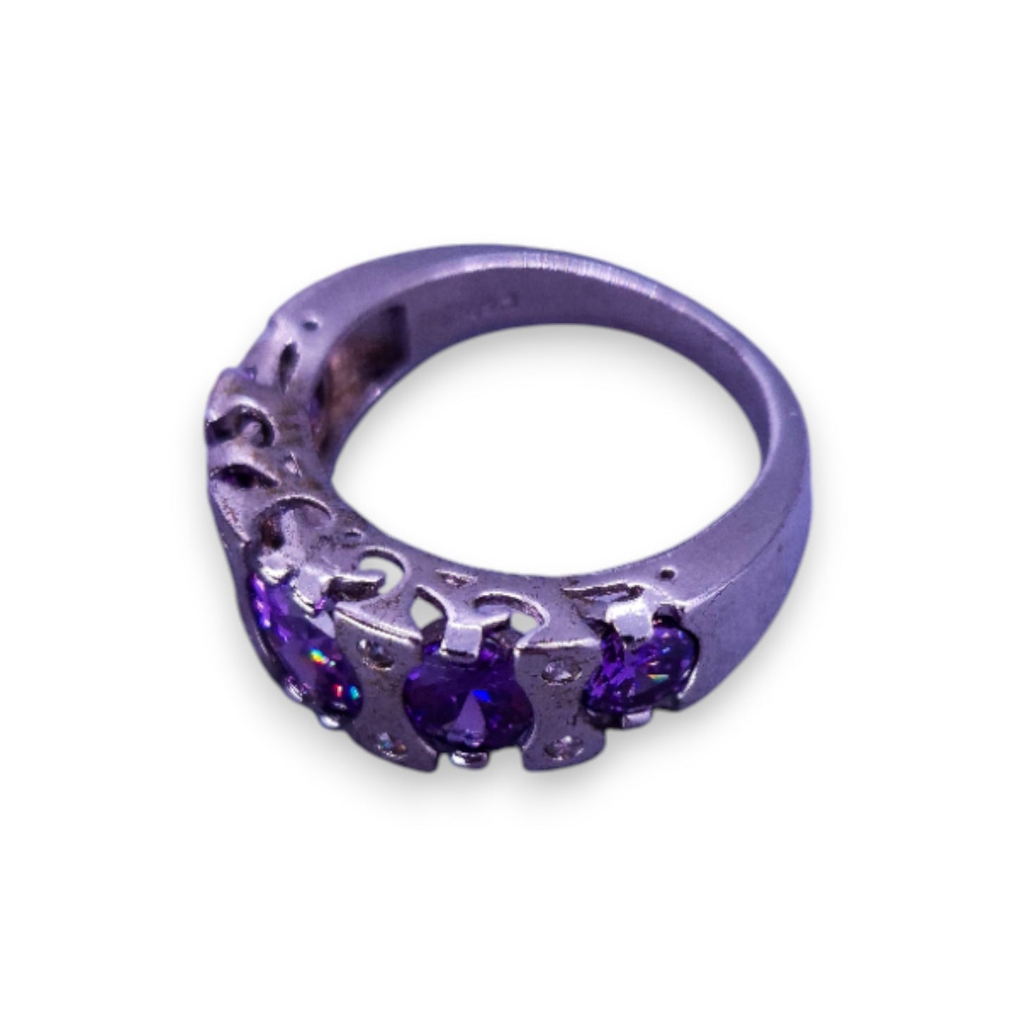 Sterling Silver Purple Cubic Zirconia Modern Ring