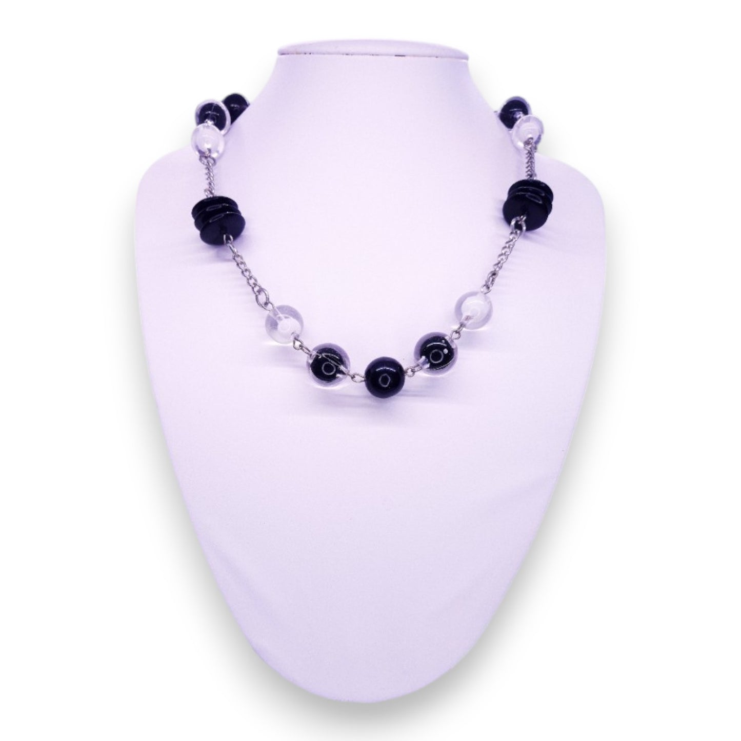 Silver Tone with Plastic Beads Classic Necklace