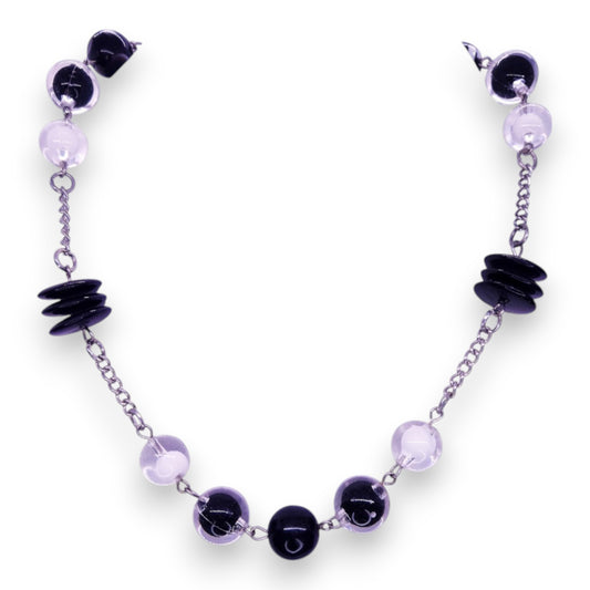 Silver Tone with Plastic Beads Classic Necklace