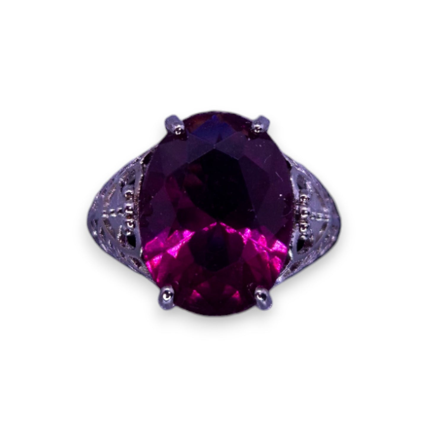 Sterling Silver Purple Cubic Zirconia Classic Ring