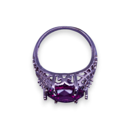 Sterling Silver Purple Cubic Zirconia Classic Ring