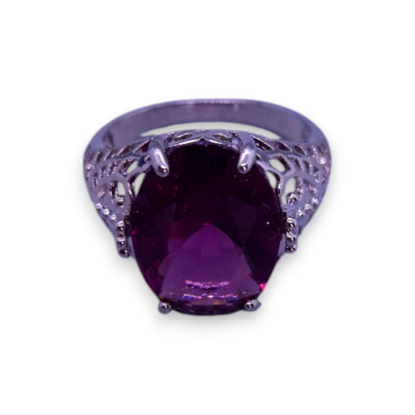 Sterling Silver Purple Cubic Zirconia Classic Ring