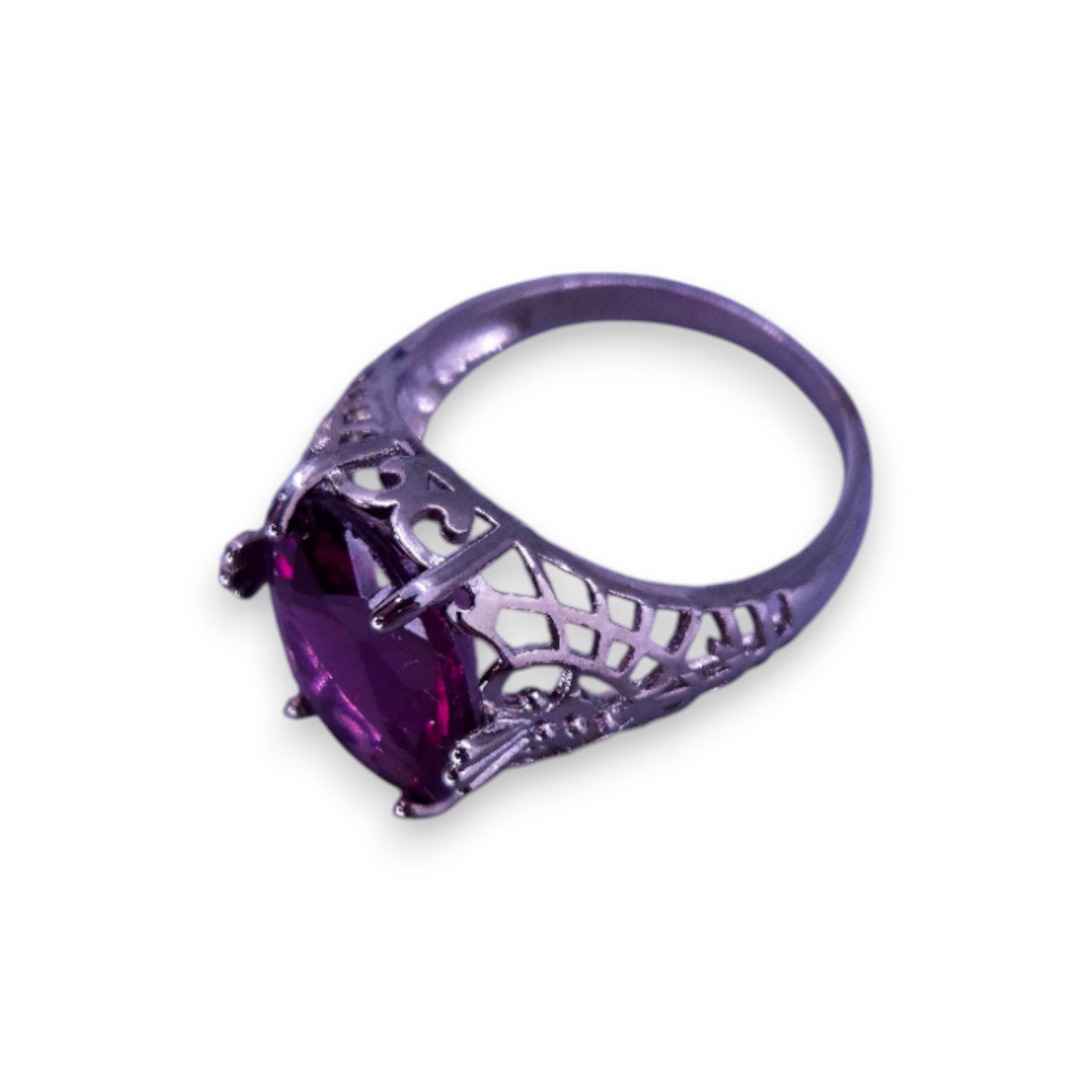 Sterling Silver Purple Cubic Zirconia Classic Ring