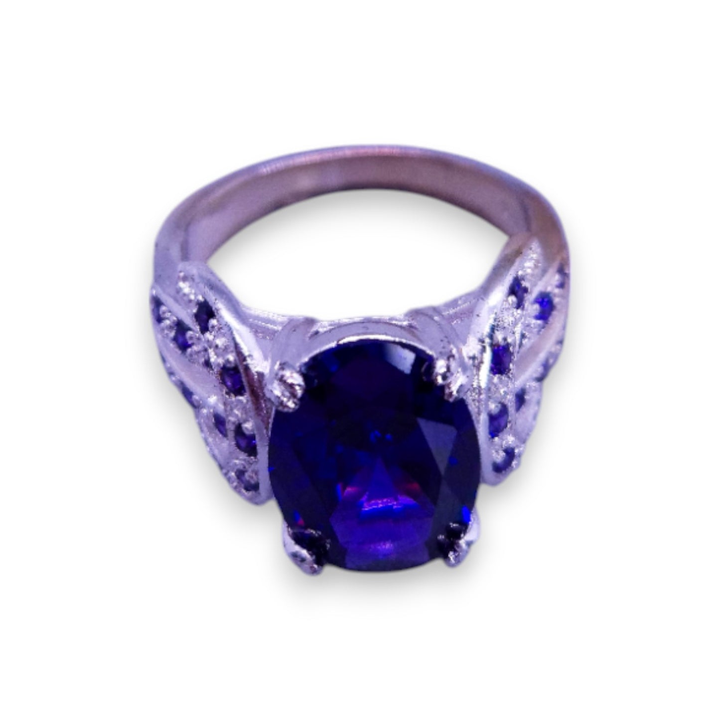 Sterling Silver Purple Cubic Zirconia Modern Ring