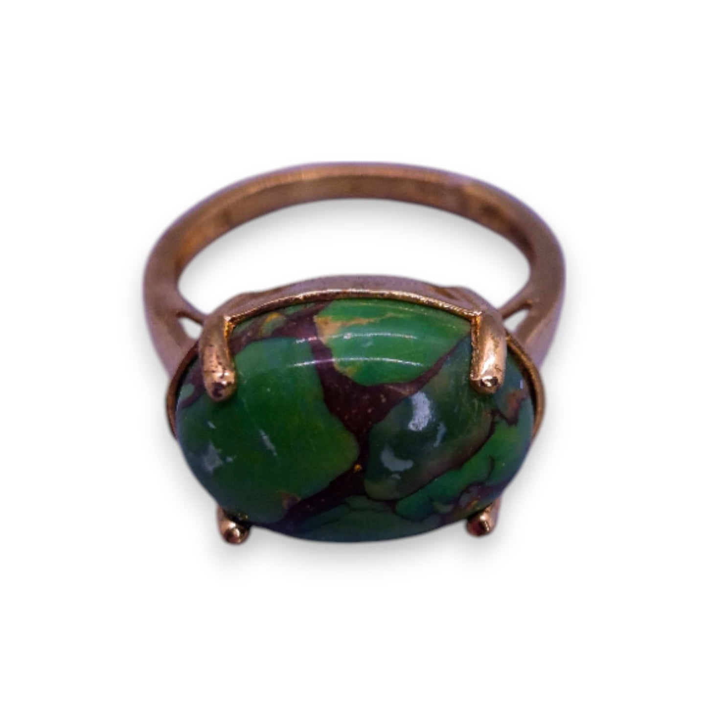 Sterling Silver Green Howlite Classic Ring