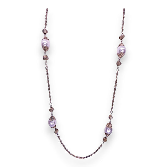Gold Tone Faux Pearls Vintage Necklace