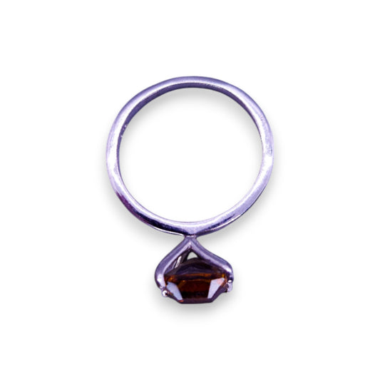 Platinum Bonded Orange Stone Classic Ring