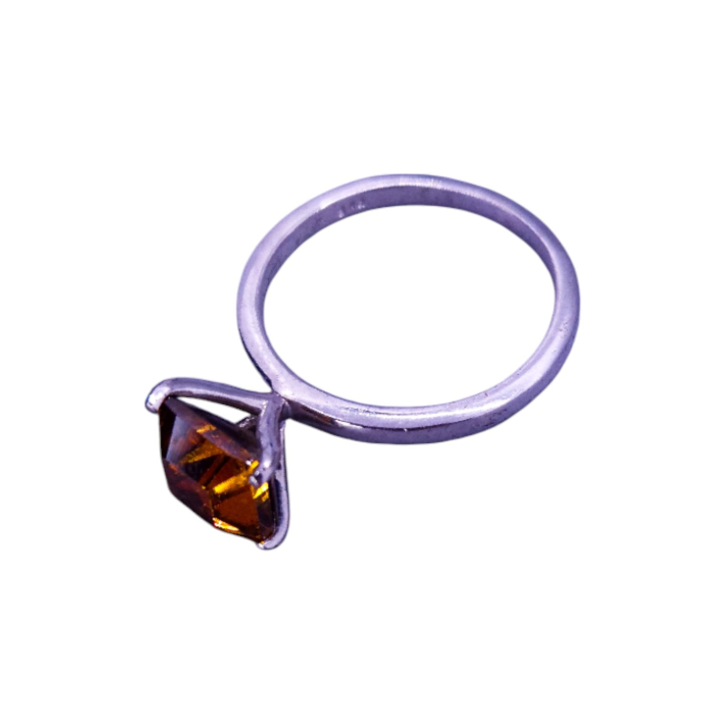 Platinum Bonded Orange Stone Classic Ring