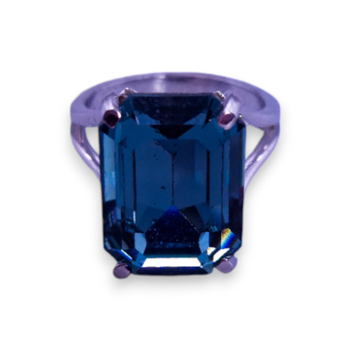 Platinum Bonded Blue Cubic Zirconia Classic Ring