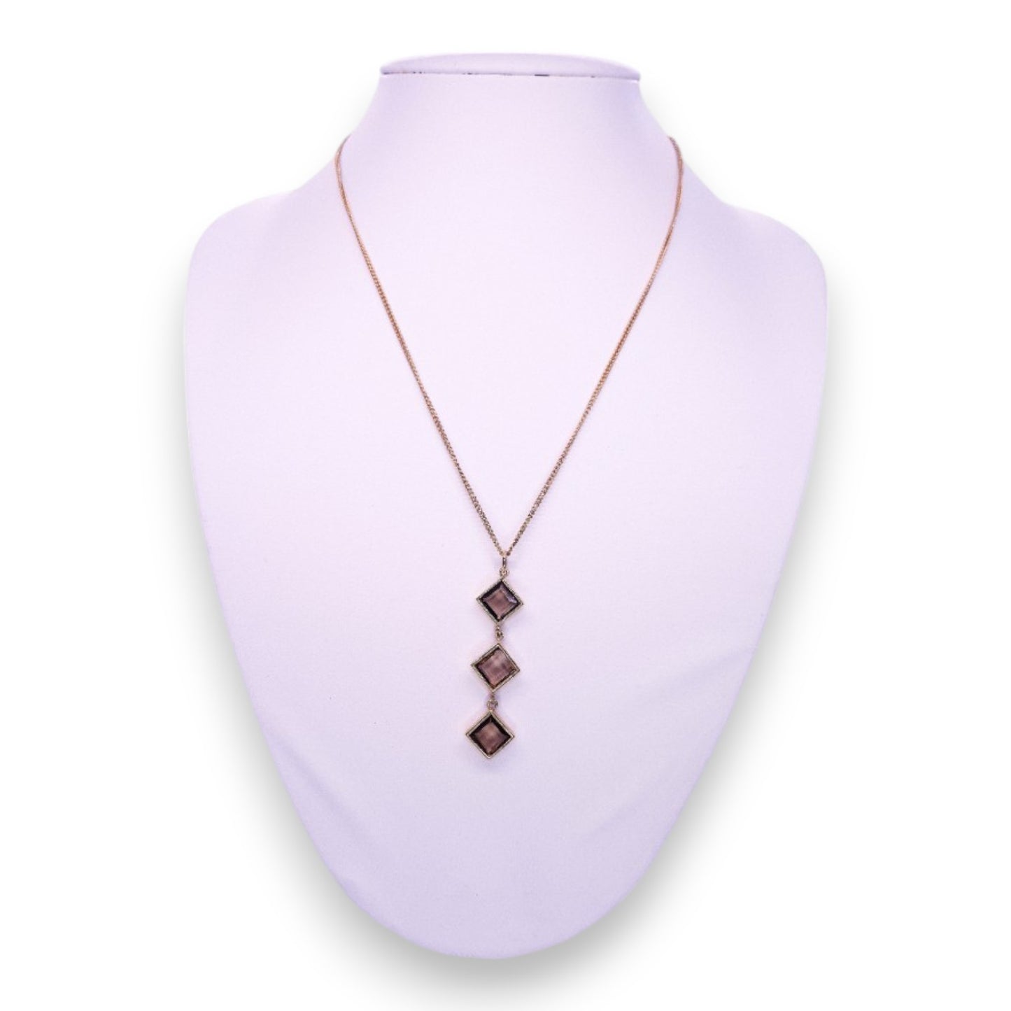 Gold Tone Brown Glass Stones Classic Necklace