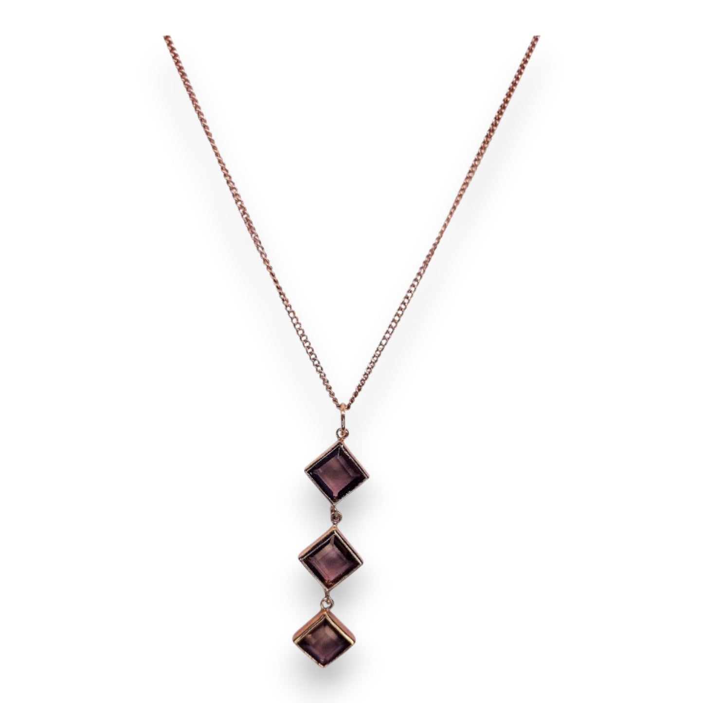 Gold Tone Brown Glass Stones Classic Necklace