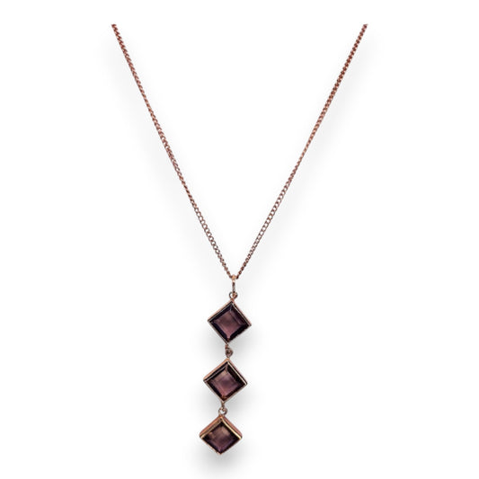 Gold Tone Brown Glass Stones Classic Necklace