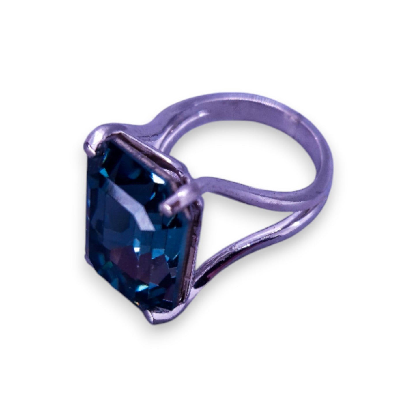 Platinum Bonded Blue Cubic Zirconia Classic Ring