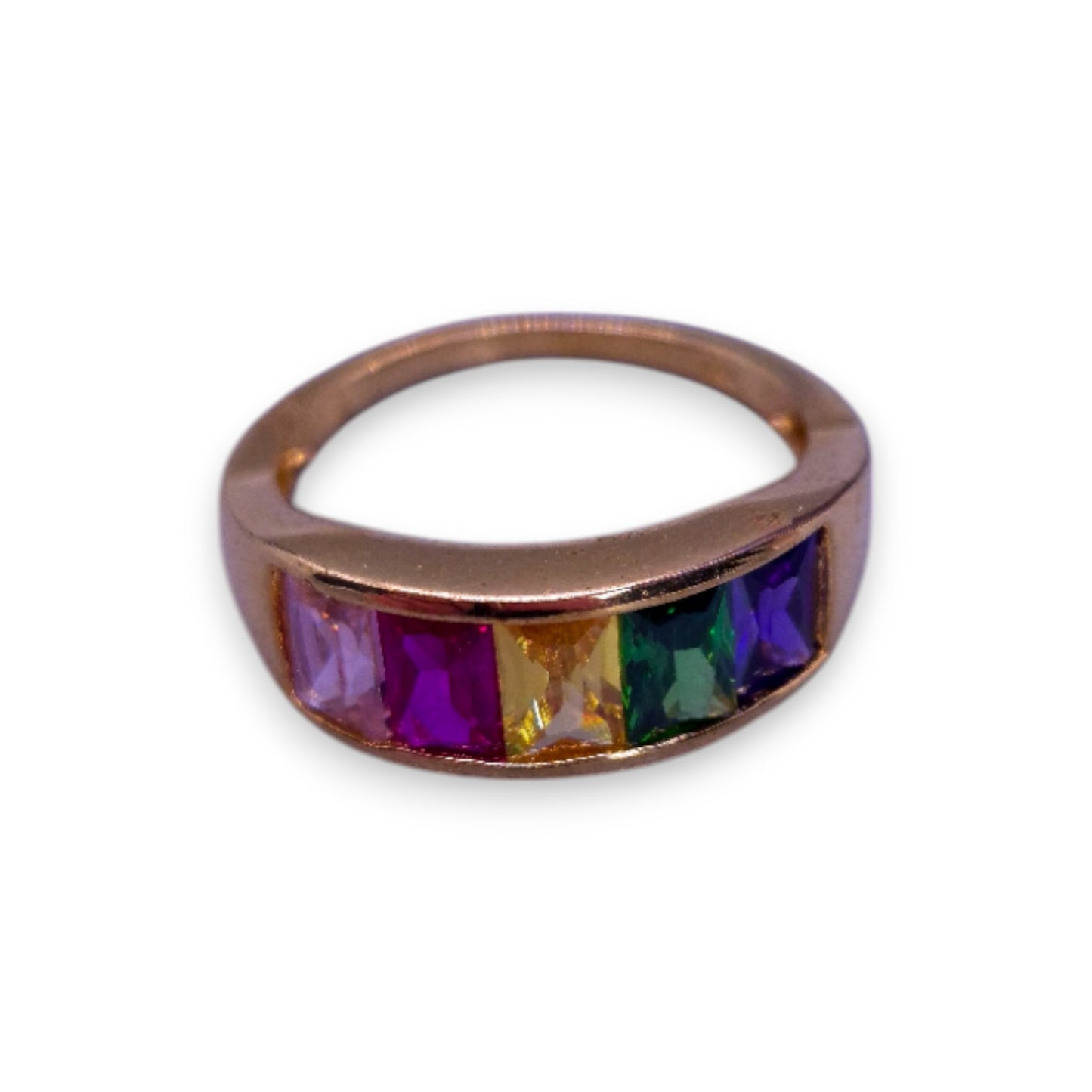 Gold Plated Multi Colour Cubic Zirconia Classic Ring