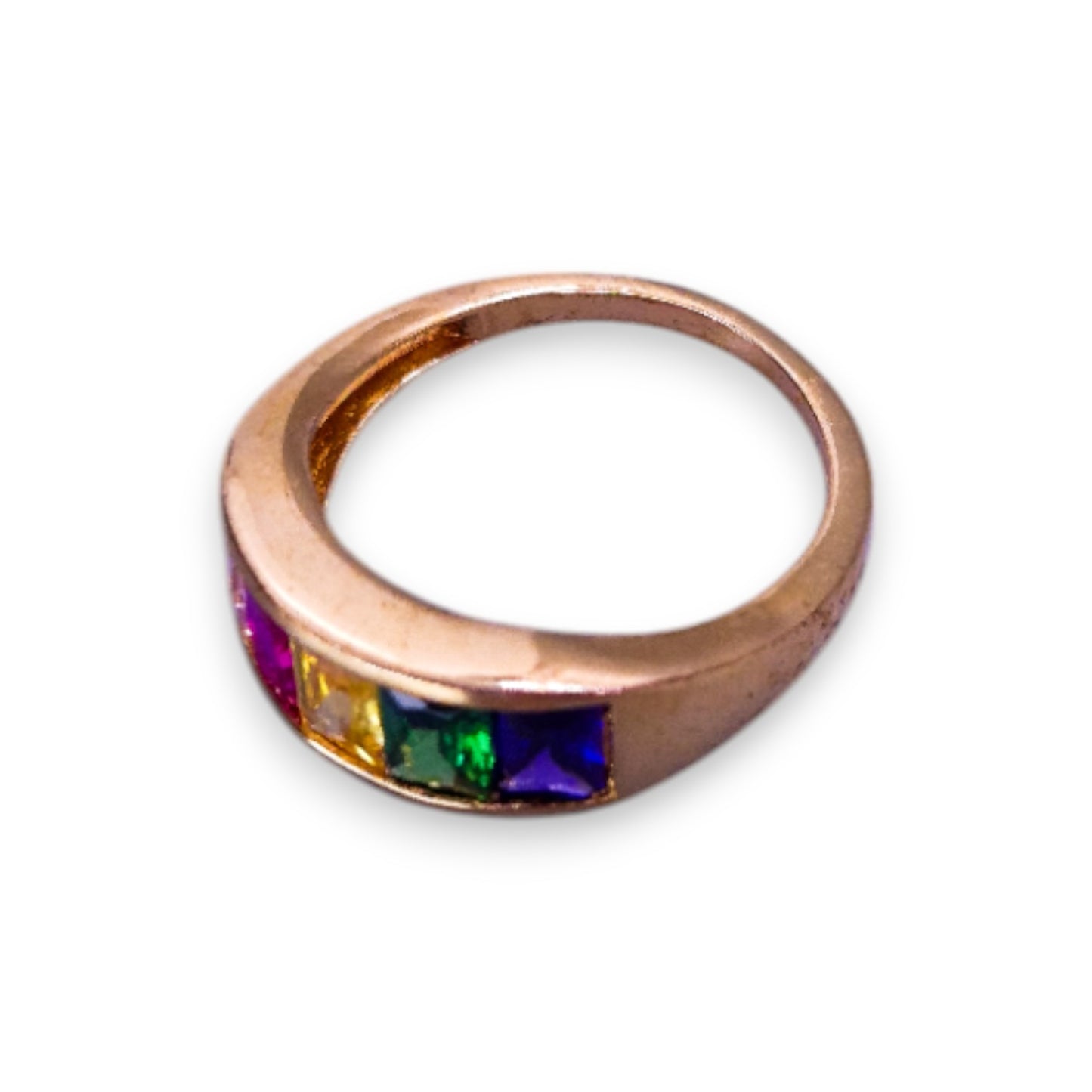Gold Plated Multi Colour Cubic Zirconia Classic Ring