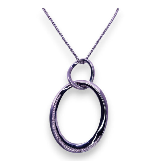 DKNY Silver Tone Clear Cubic Zirconia Statement Necklace