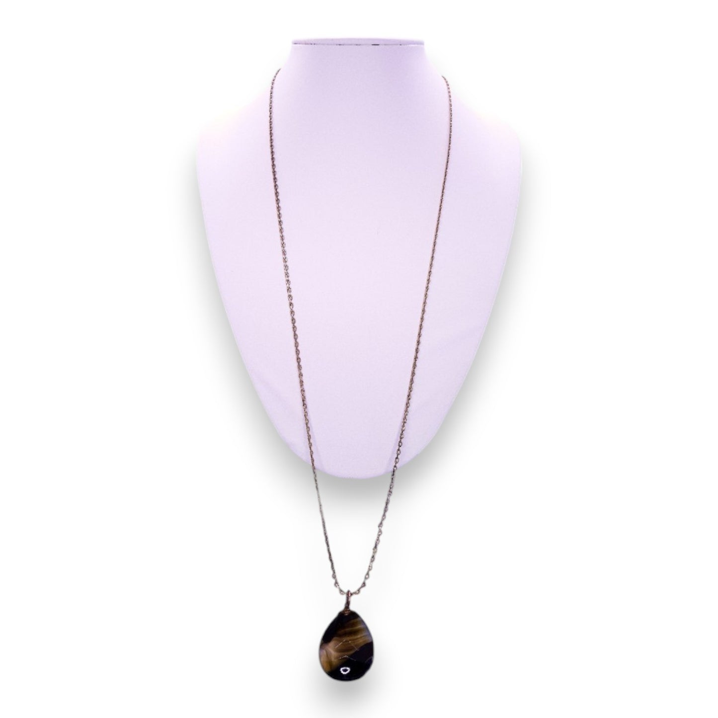 Gold Tone Yellow Agate Classic Necklace