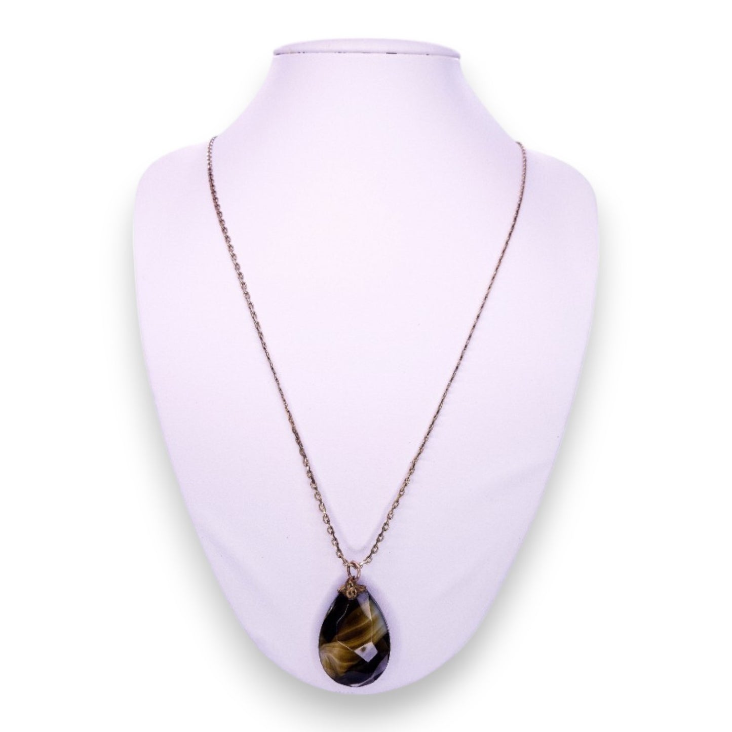 Gold Tone Yellow Agate Classic Necklace