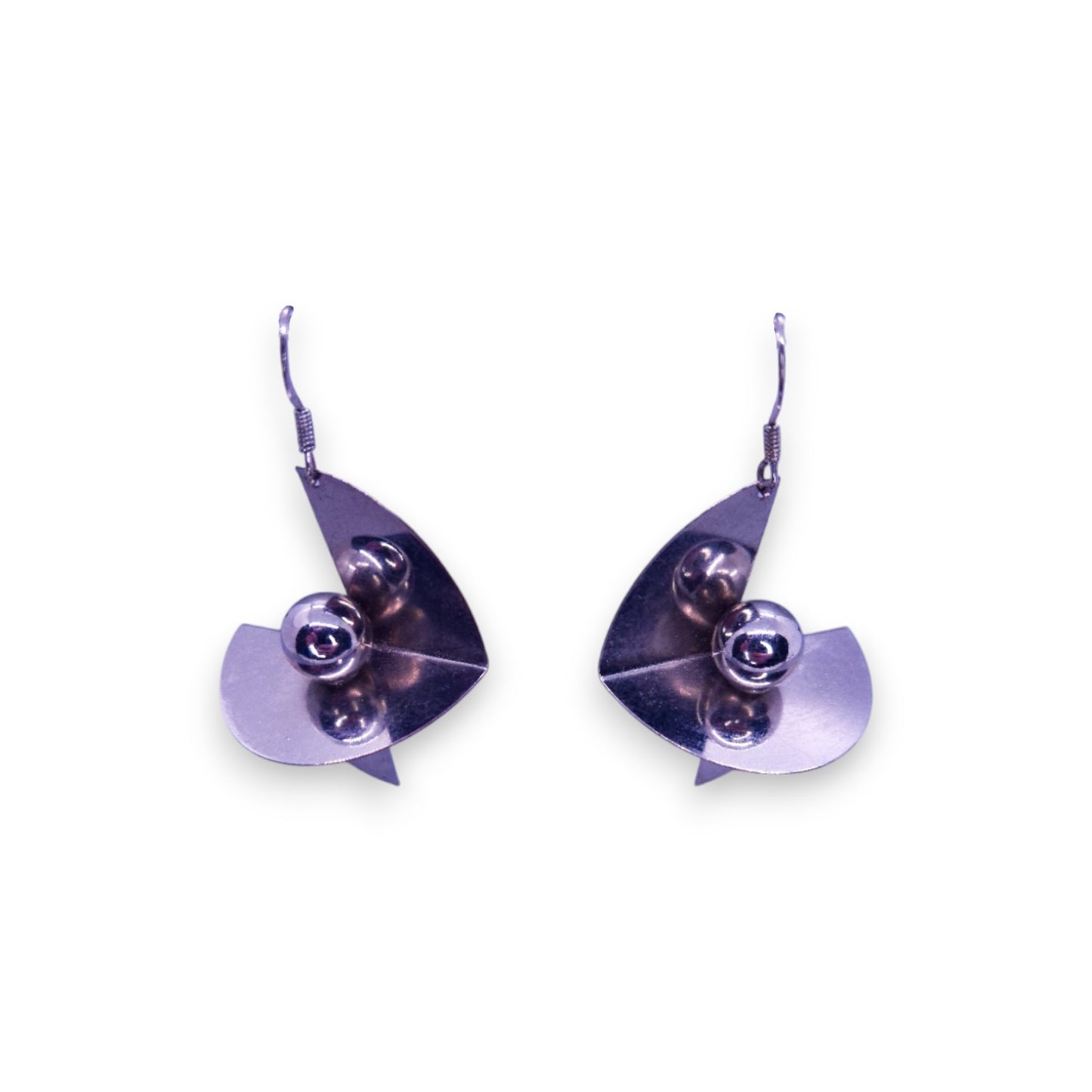Silver Tone Art Deco Earrings
