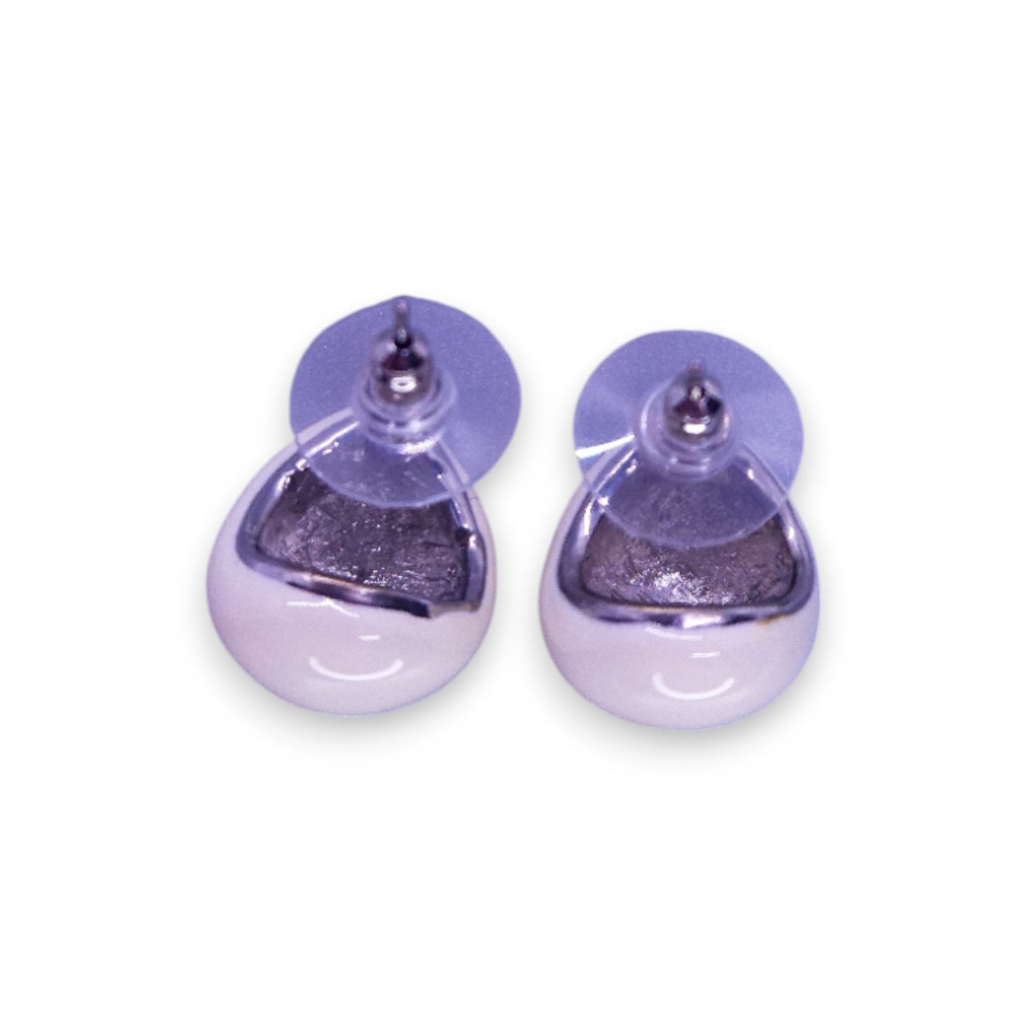 Silver Tone Enamelled Classic Earrings