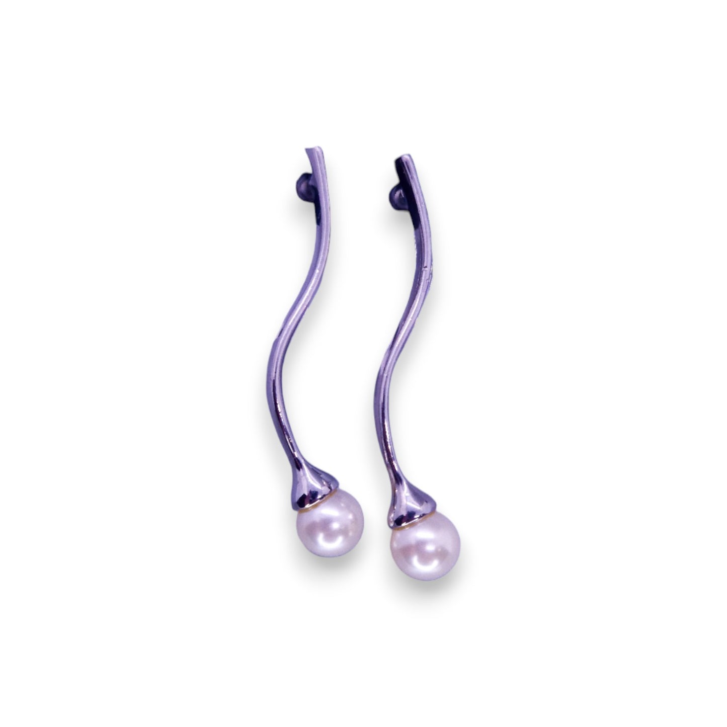 Silver Tone Faux Pearl Classic Earrings