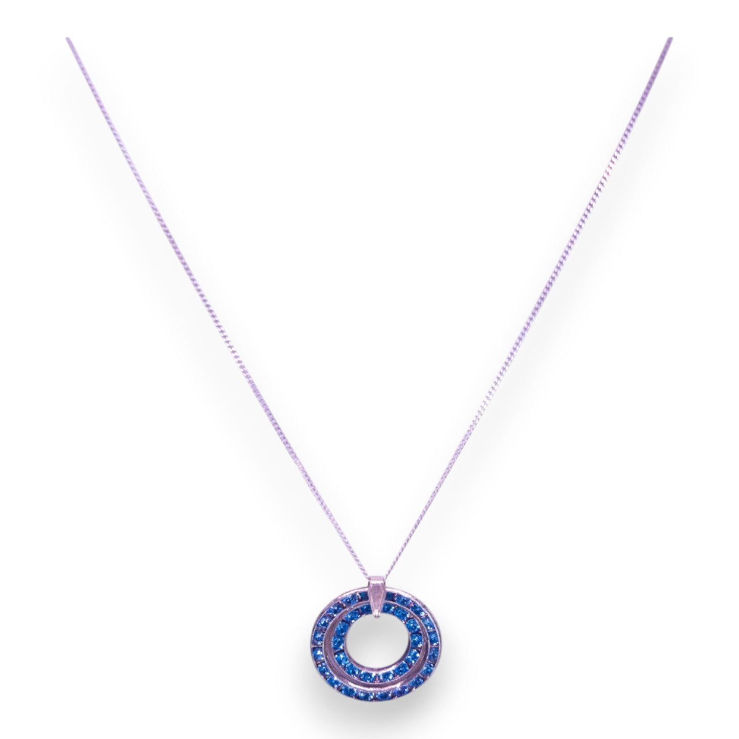 Silver Blue Crystals Classic Necklace & Earrings by Byzantium Collection