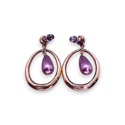 Rose Gold Tone Faux Pink Pearls Pink Cubic Zirconia Monet Classic Earrings