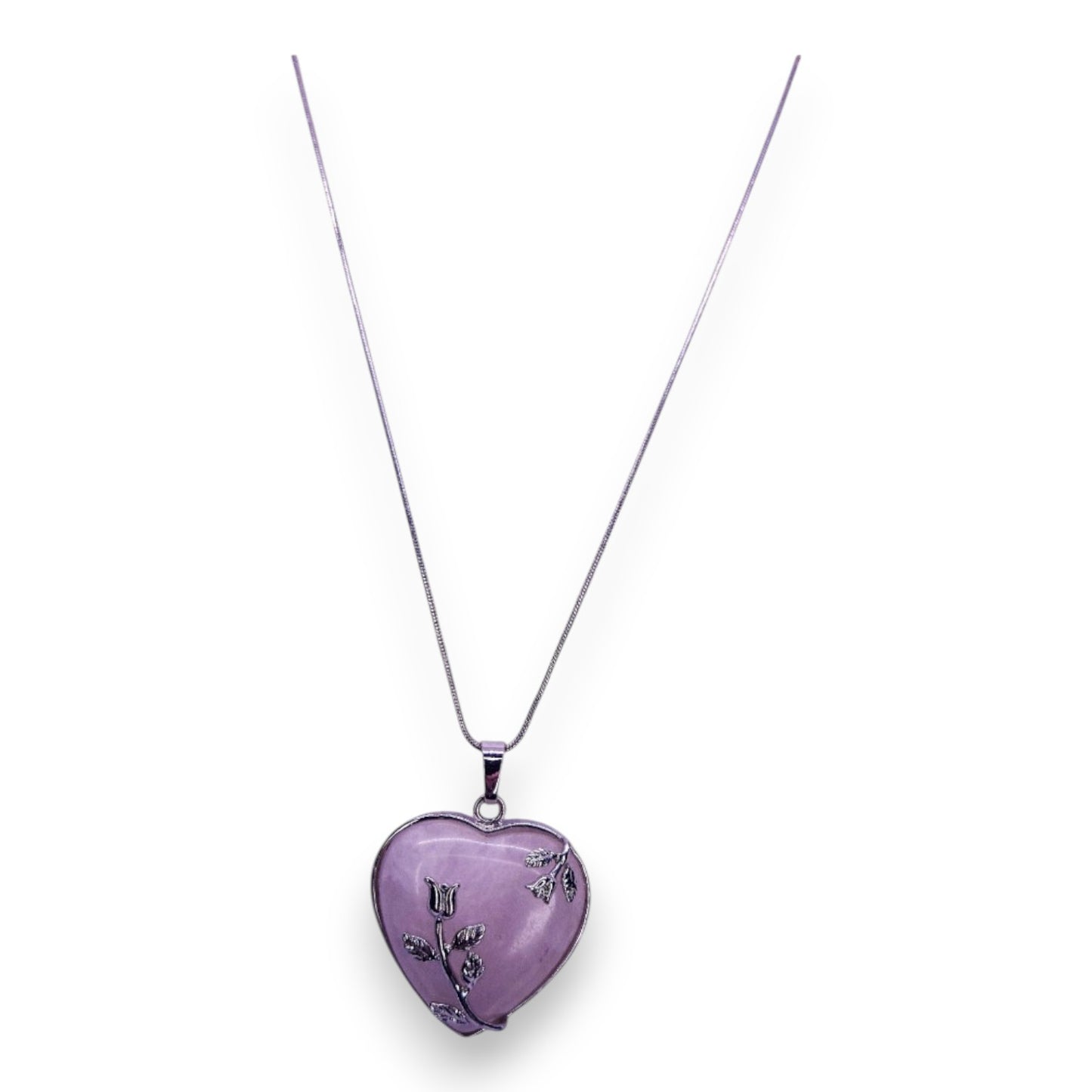 Silver Tone Pink Stone Romantic Necklace
