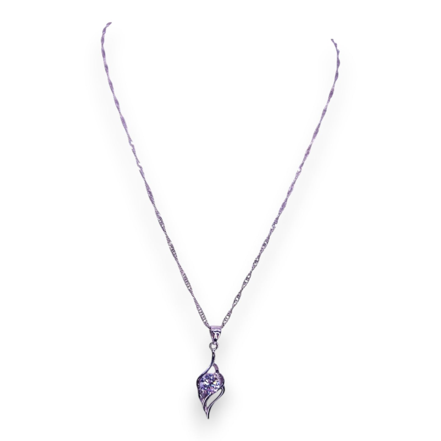 Sterling Silver Clear Cubic Zirconia Classic Necklace
