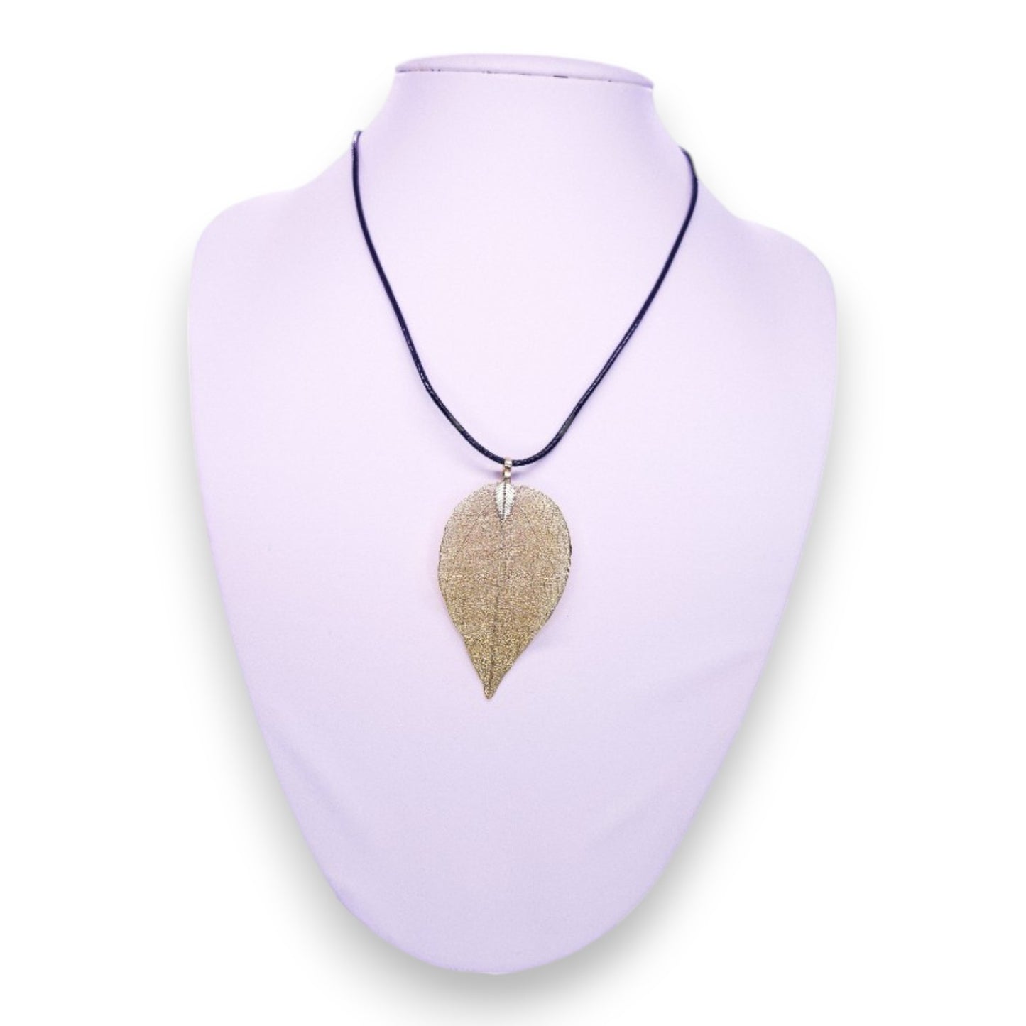 Gold Tone Wire Filigree Leaf Nature Inspired Necklace