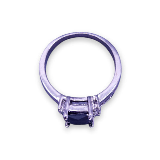 Sterling Silver Onyx & Clear Cubic Zirconia Classic Ring