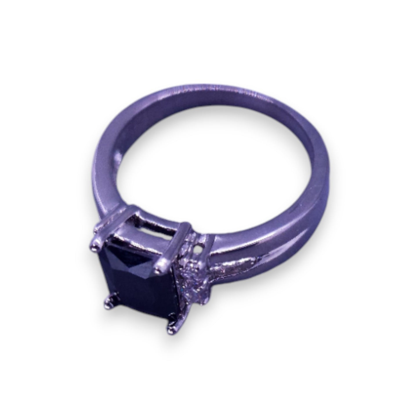 Sterling Silver Onyx & Clear Cubic Zirconia Classic Ring