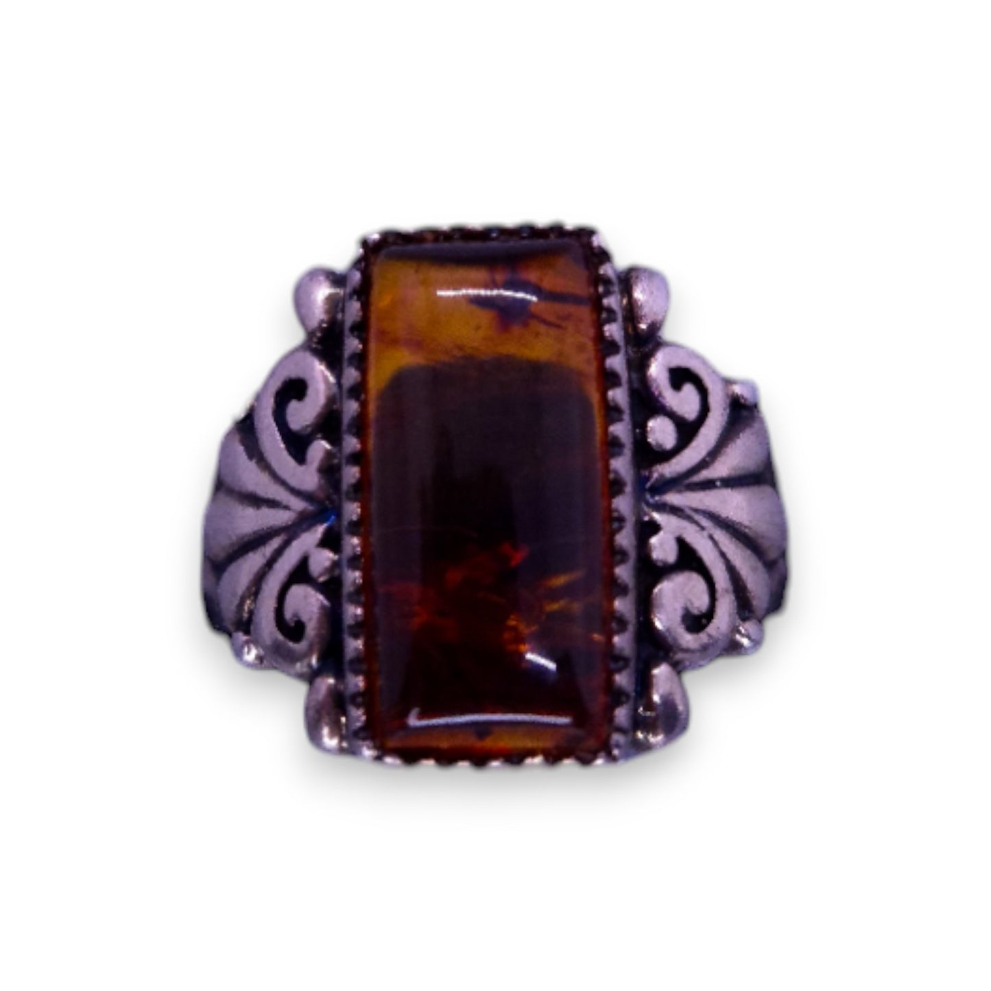 Sterling Silver Amber Vintage Ring