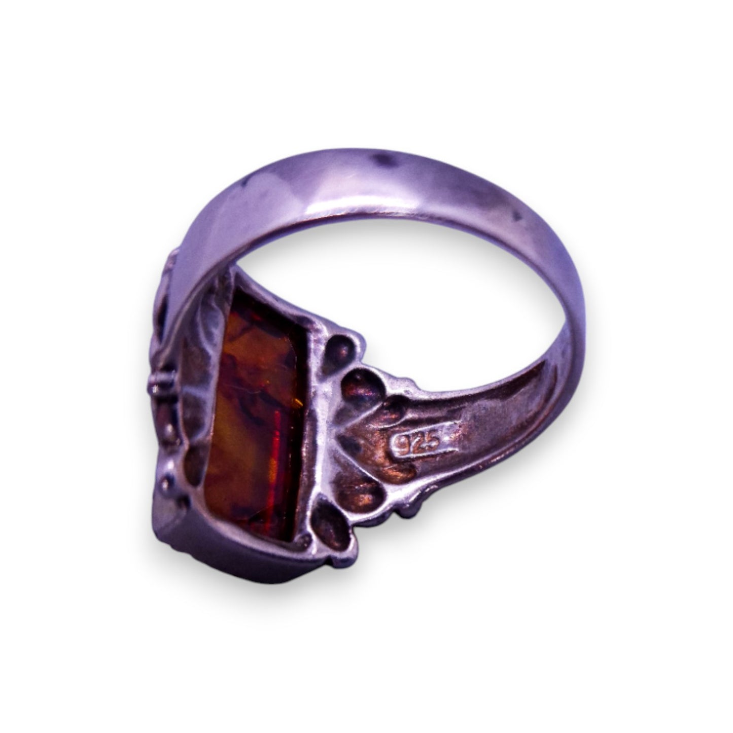 Sterling Silver Amber Vintage Ring