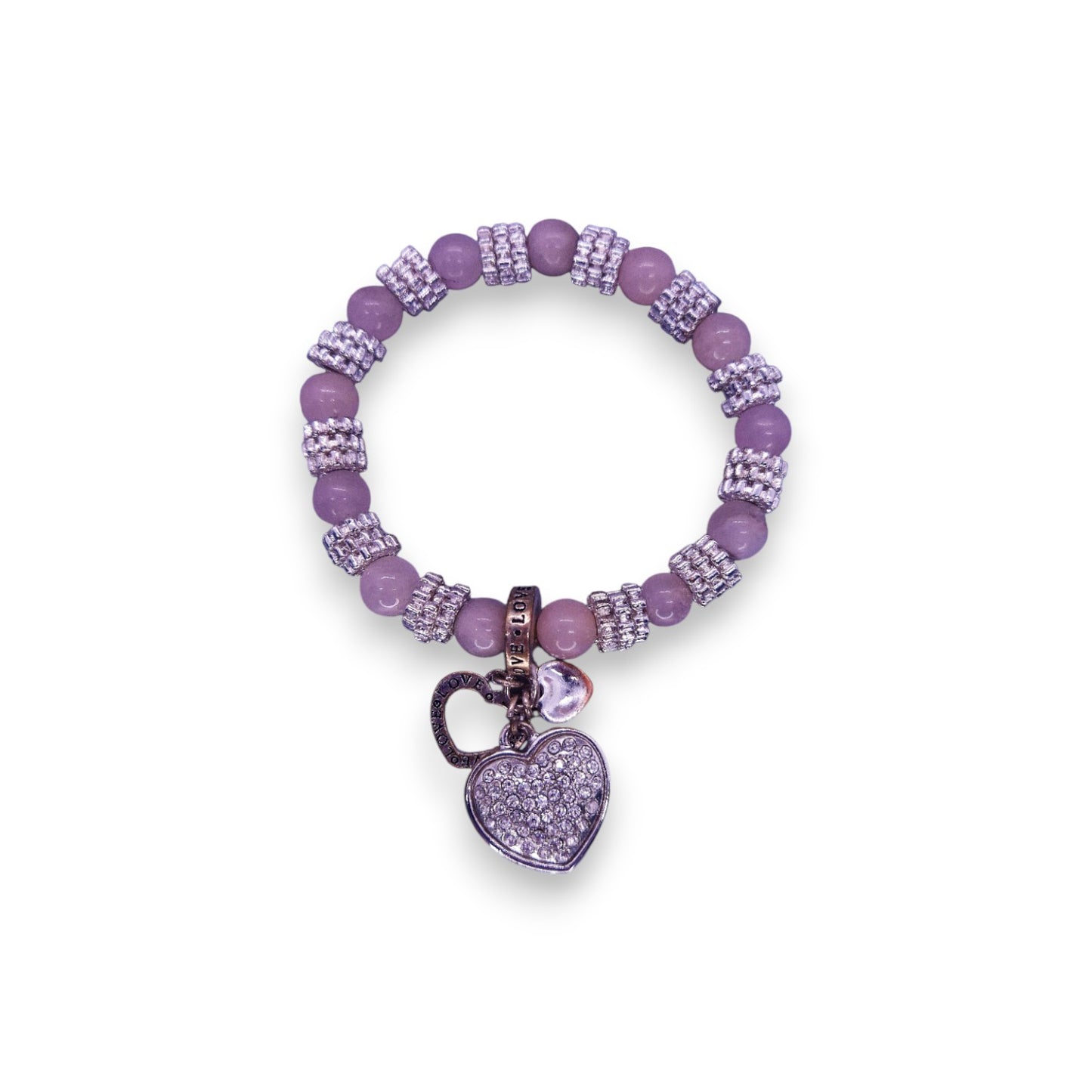 Silver Tone Rose Quartz Clear Cubic Zirconia Classic Bracelet