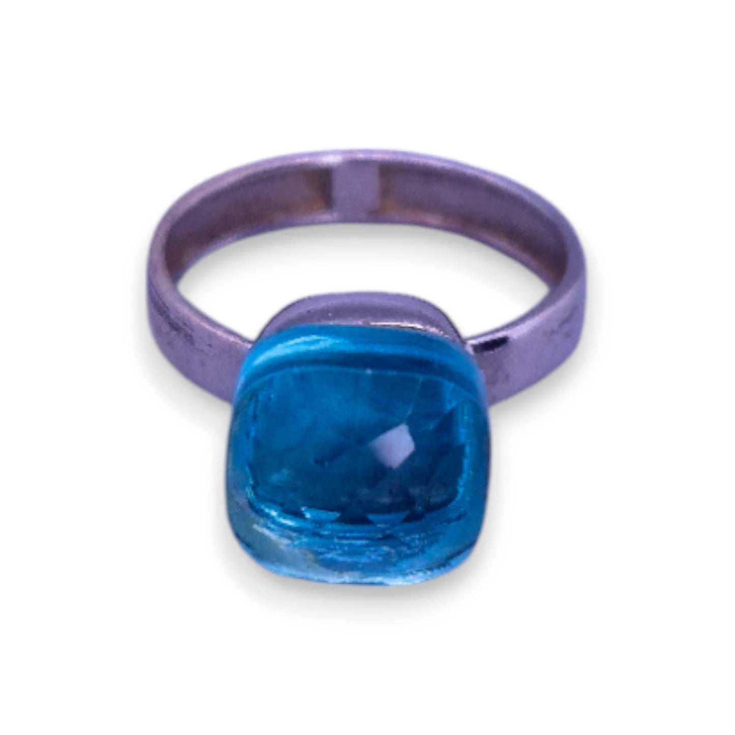 Silver Tone Blue Cubic Zirconia Vintage Ring