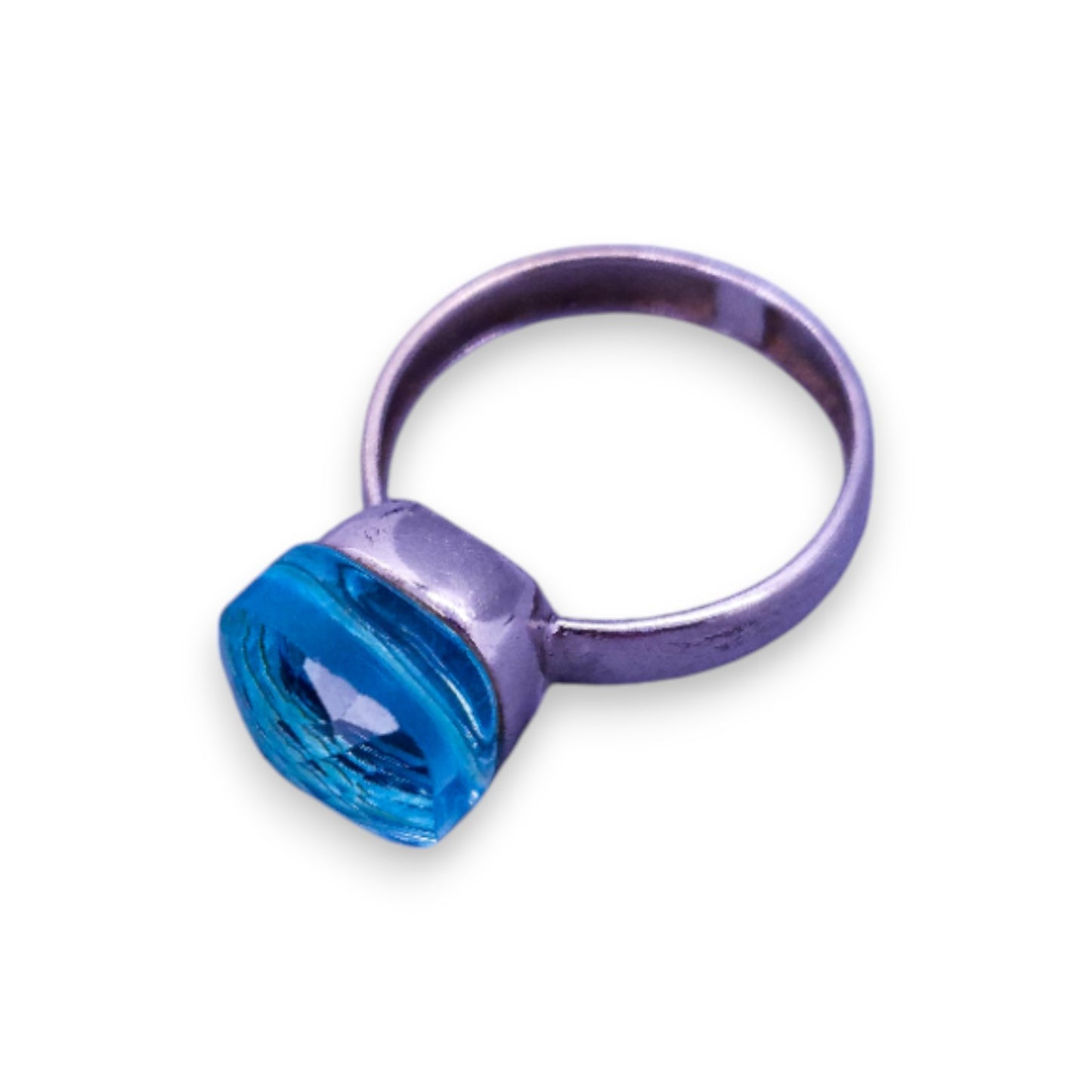 Silver Tone Blue Cubic Zirconia Vintage Ring