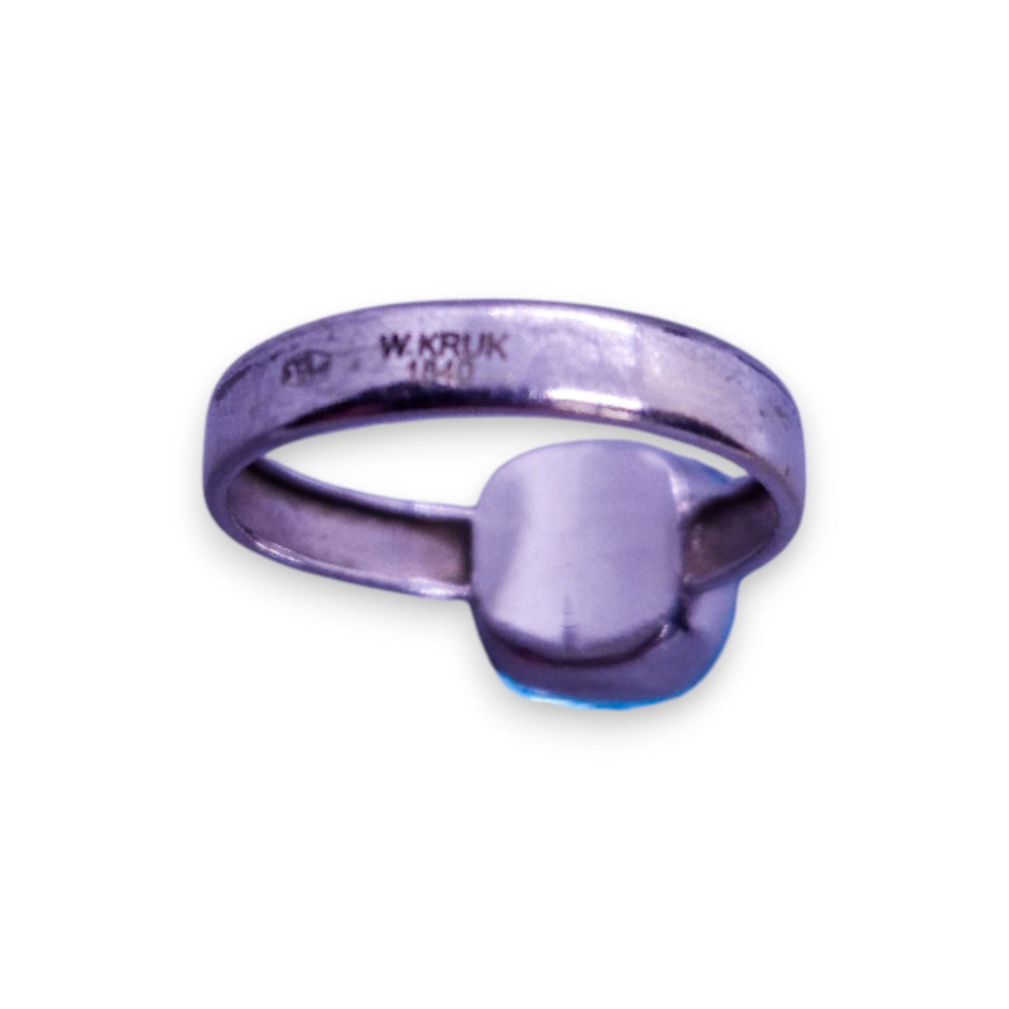 Silver Tone Blue Cubic Zirconia Vintage Ring