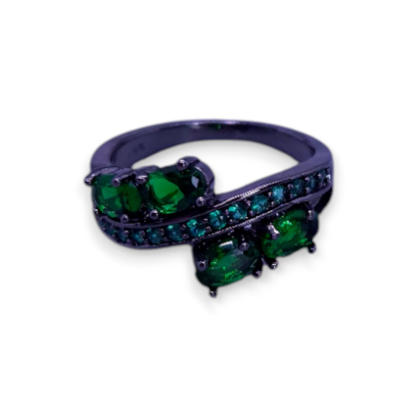 Sterling Silver Green Cubic Zirconia Modern Ring