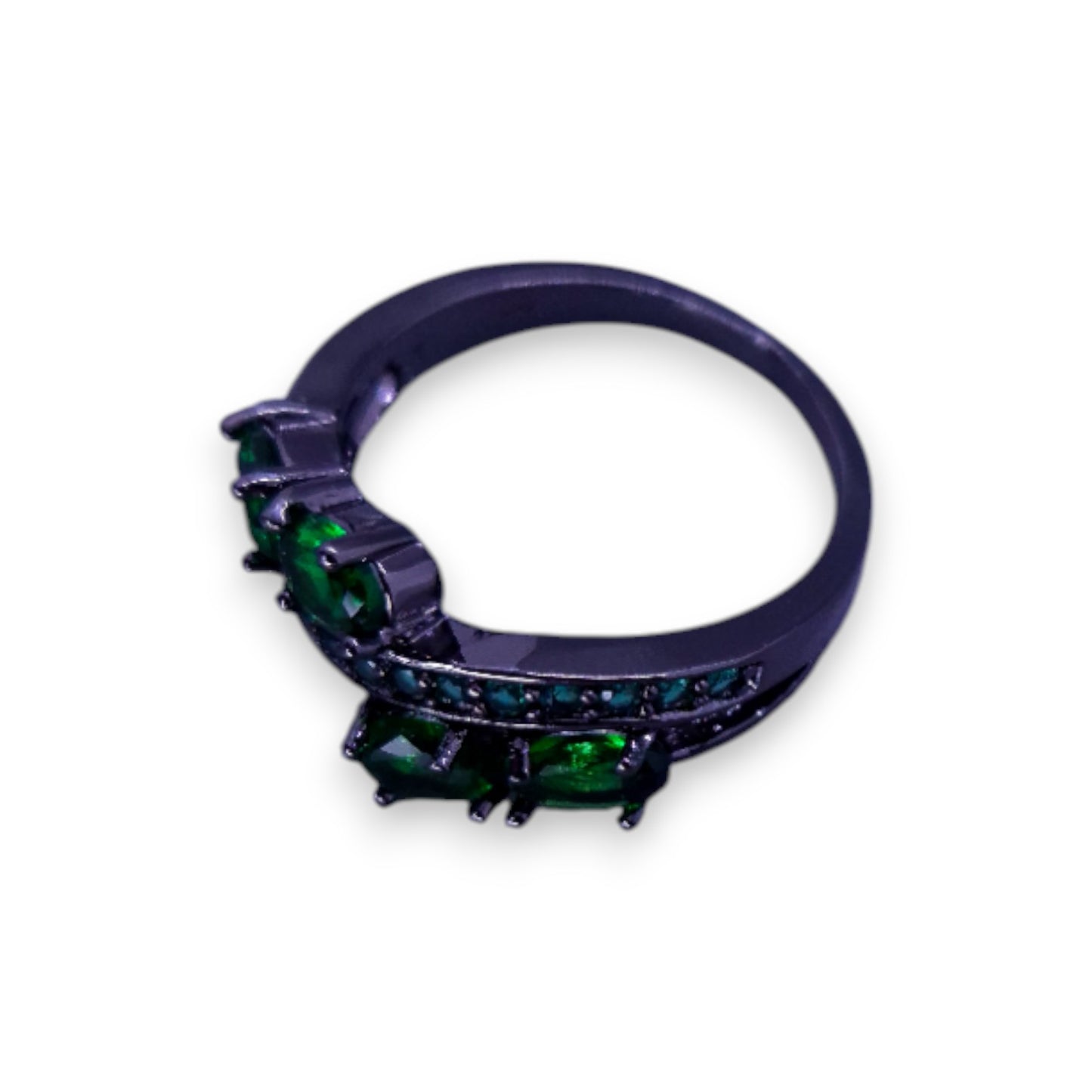 Sterling Silver Green Cubic Zirconia Modern Ring