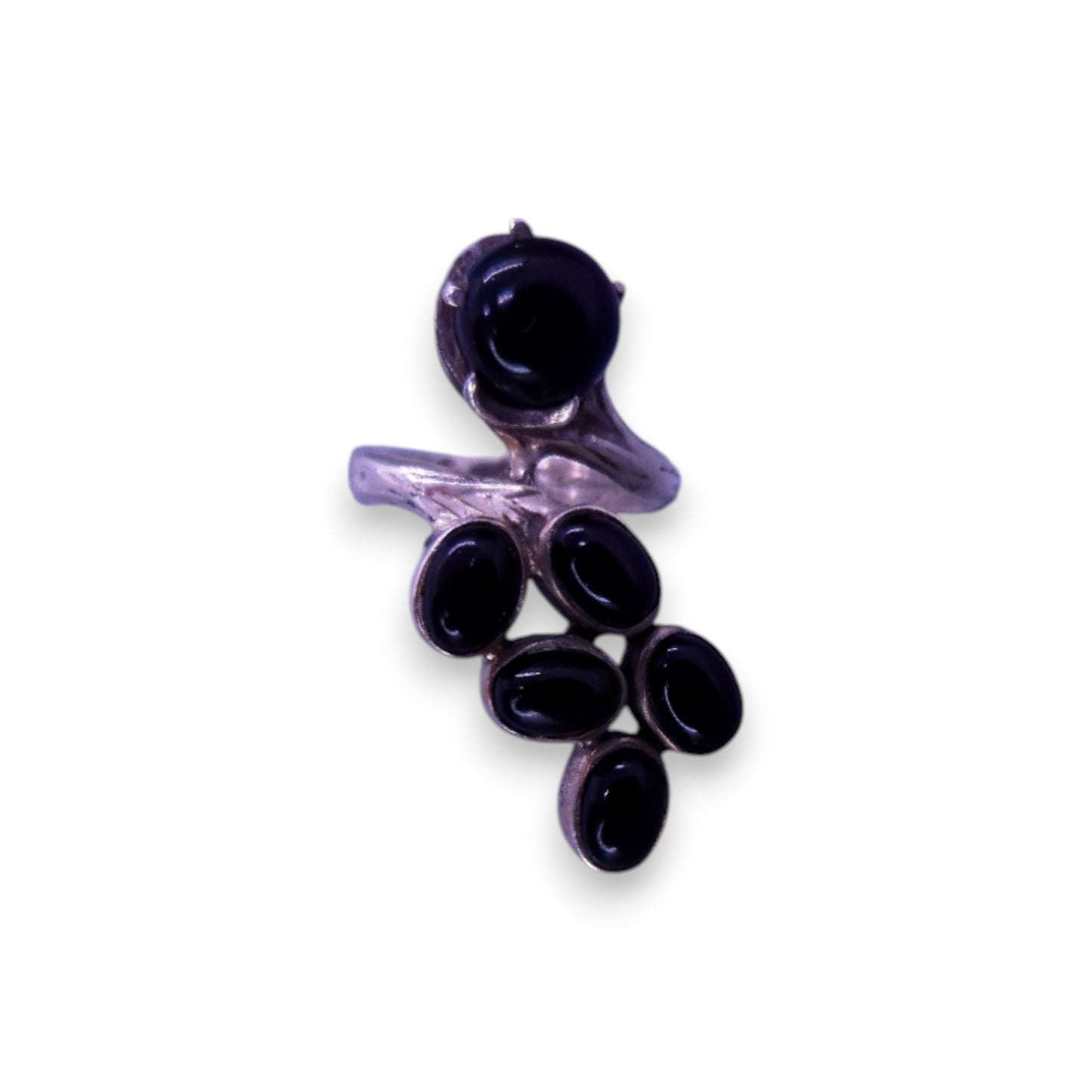 Sterling Silver Black Stones Nature Inspired Ring
